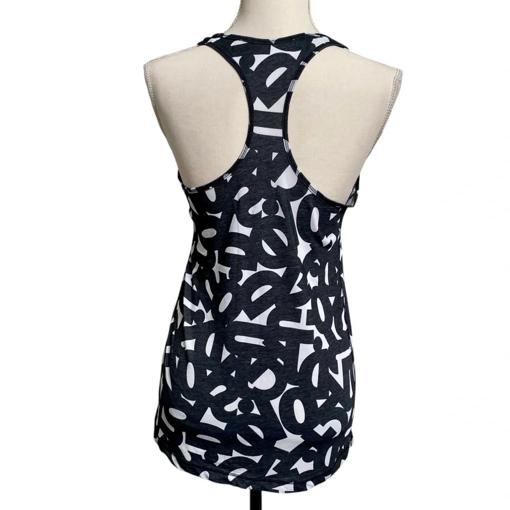 Nike Dri-FIT Racerback Tank Top Small Black White Graphic Workout Running Gym